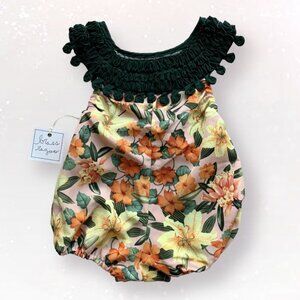 NWT Brass Razoo Handmade Floral + Lace Sunsuit Romper